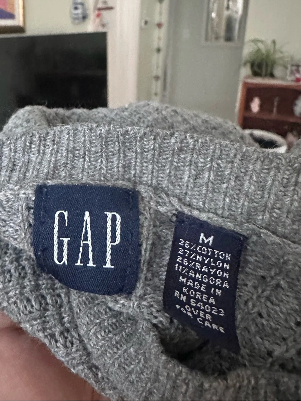 GAP Heather Gray Crewneck Waffle Knit Sweater
